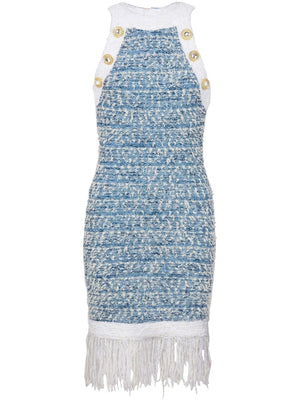 BALMAIN Elegant Vest with Blue and White Buttons for Women - SS24