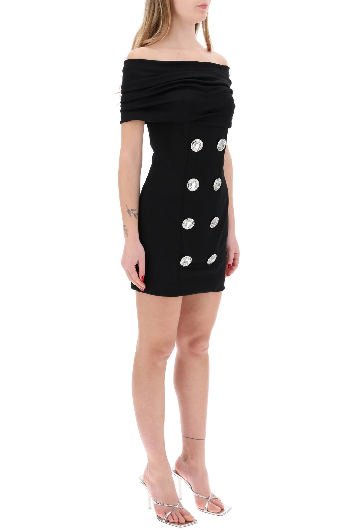 BALMAIN Elegant Mini Dress with Boat Neckline - Perfect for the SS24 Season