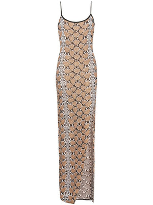 Python Jacquard Glittered Maxi Dress for Women