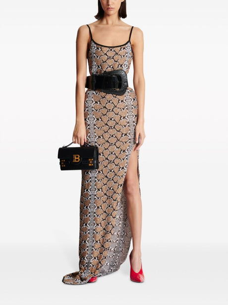 Python Jacquard Glittered Maxi Dress for Women