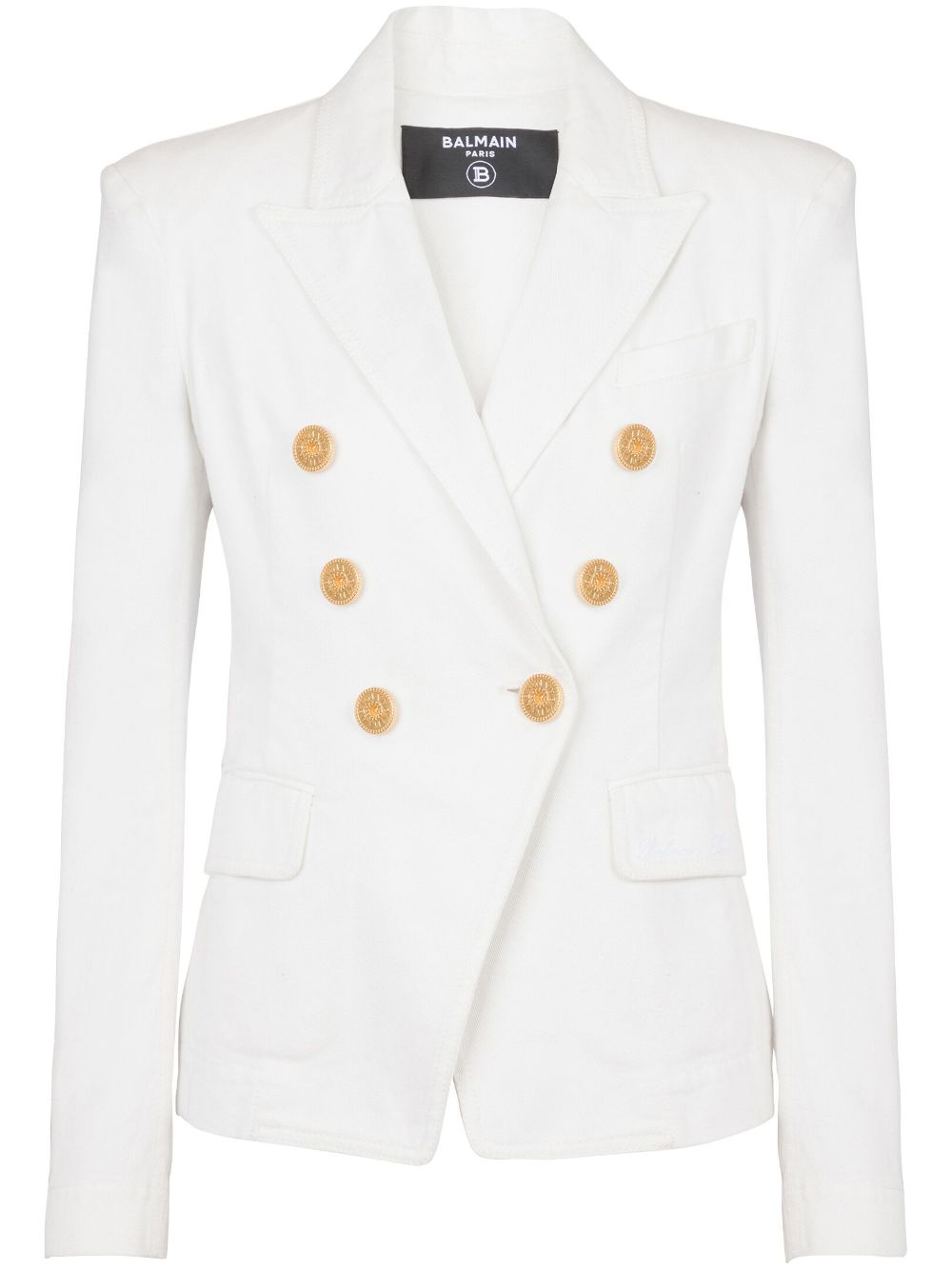 6ボタンのホワイトデニムジャケット（女性用）