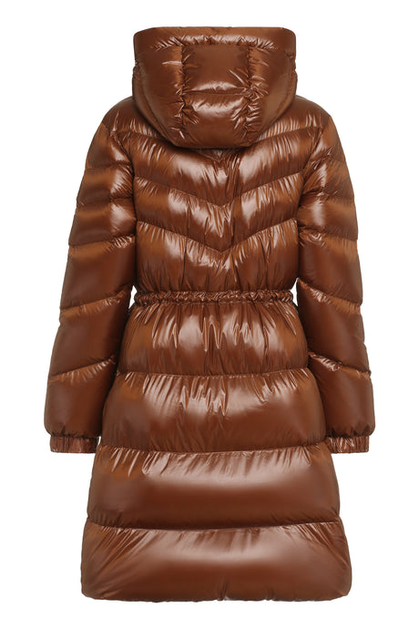 Feminine Long Brown Down Jacket for Women