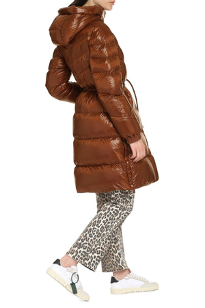 Feminine Long Brown Down Jacket for Women