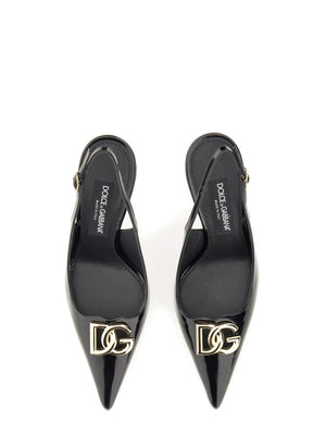 DOLCE & GABBANA Elevated Sling Back Pumps with Signature Logo - 9 CM Heel