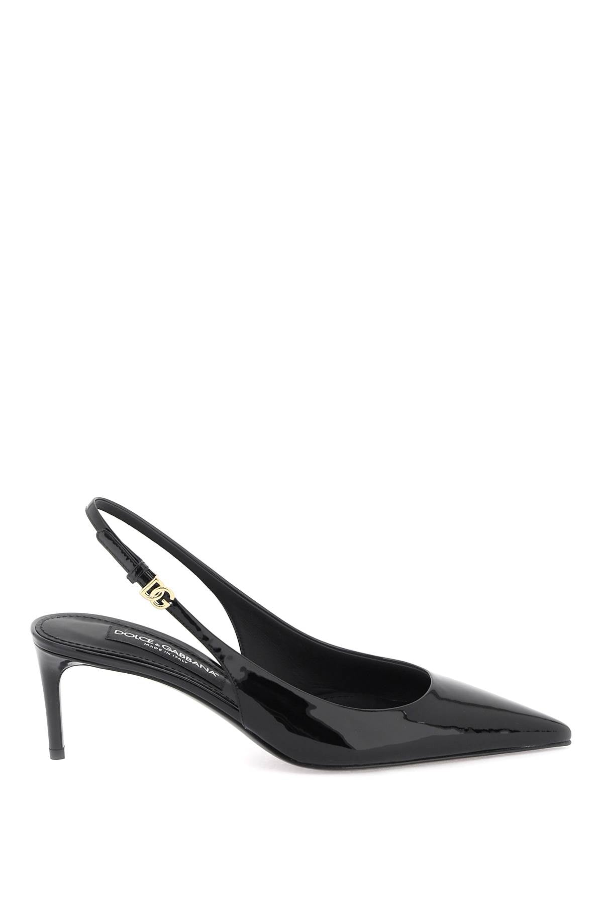 DOLCE & GABBANA Lollo Leather Slingback Pumps - Black