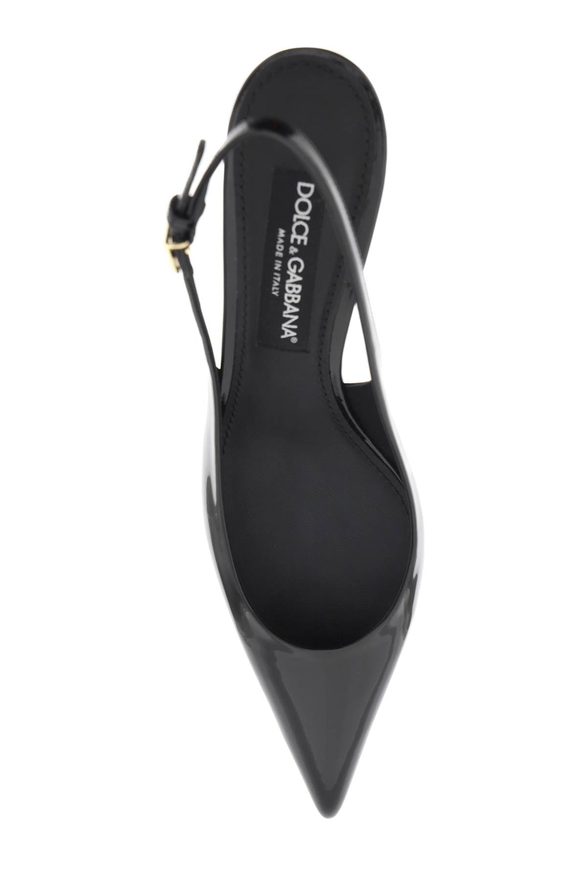 DOLCE & GABBANA Black Patent Leather Slingbacks for Women - SS24 Collection