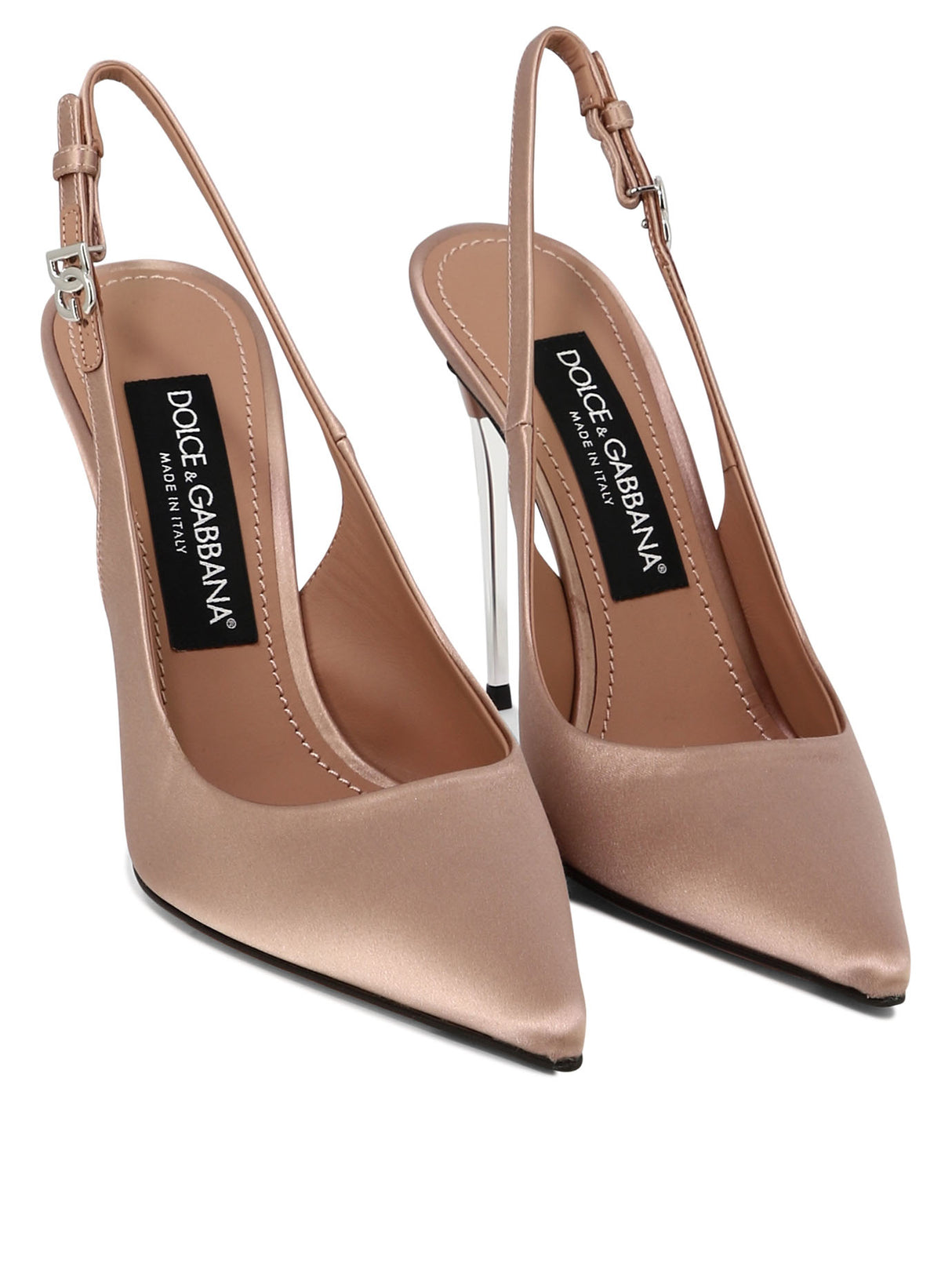 DOLCE & GABBANA Satin Slingback Pumps for Women in Tan Color