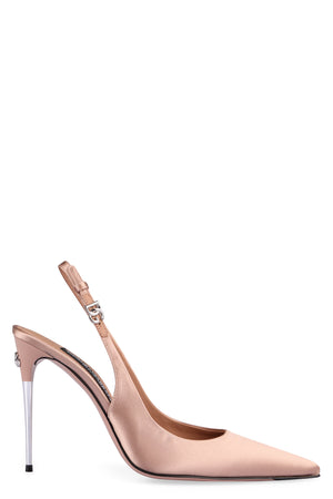 DOLCE & GABBANA Beige Satin Slingback with Logo