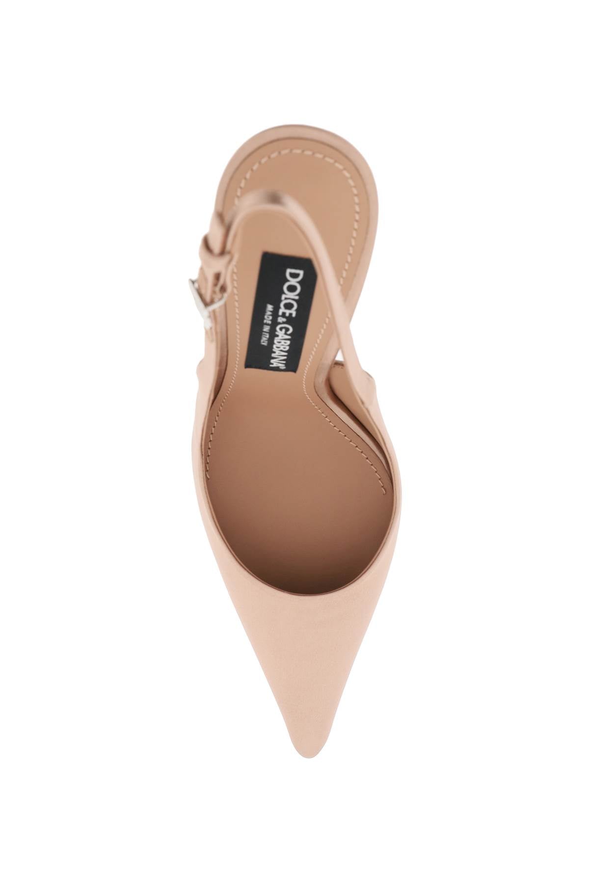 DOLCE & GABBANA Beige Satin Slingback with Logo