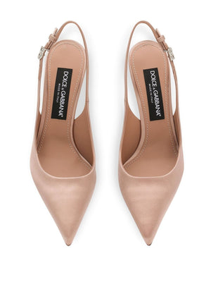 DOLCE & GABBANA Satin Slingback Pumps for Women in Tan Color