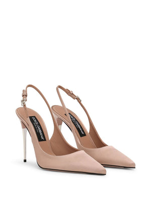 DOLCE & GABBANA Satin Slingback Pumps for Women in Tan Color