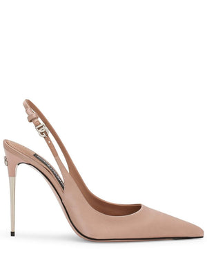 DOLCE & GABBANA Satin Slingback Pumps for Women in Tan Color