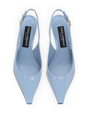 DOLCE & GABBANA Leather Slingback Pumps with Pointed Toe