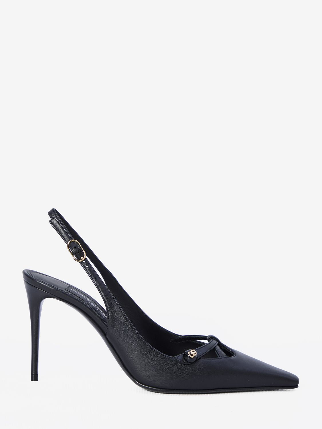 DOLCE & GABBANA Elegant Slingback Kitten Heels with Dazzling Gold Logo