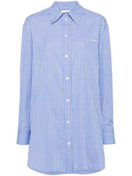 ISABEL MARANT Blue Cotton Poplin Maxi Shirt for Women