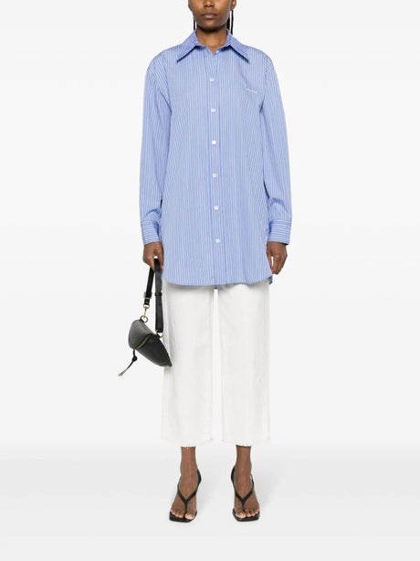 ISABEL MARANT Blue Cotton Poplin Maxi Shirt for Women