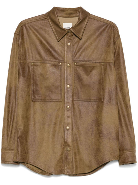 ISABEL MARANT Classic Long Sleeve Shirt with Faux Suede Detail