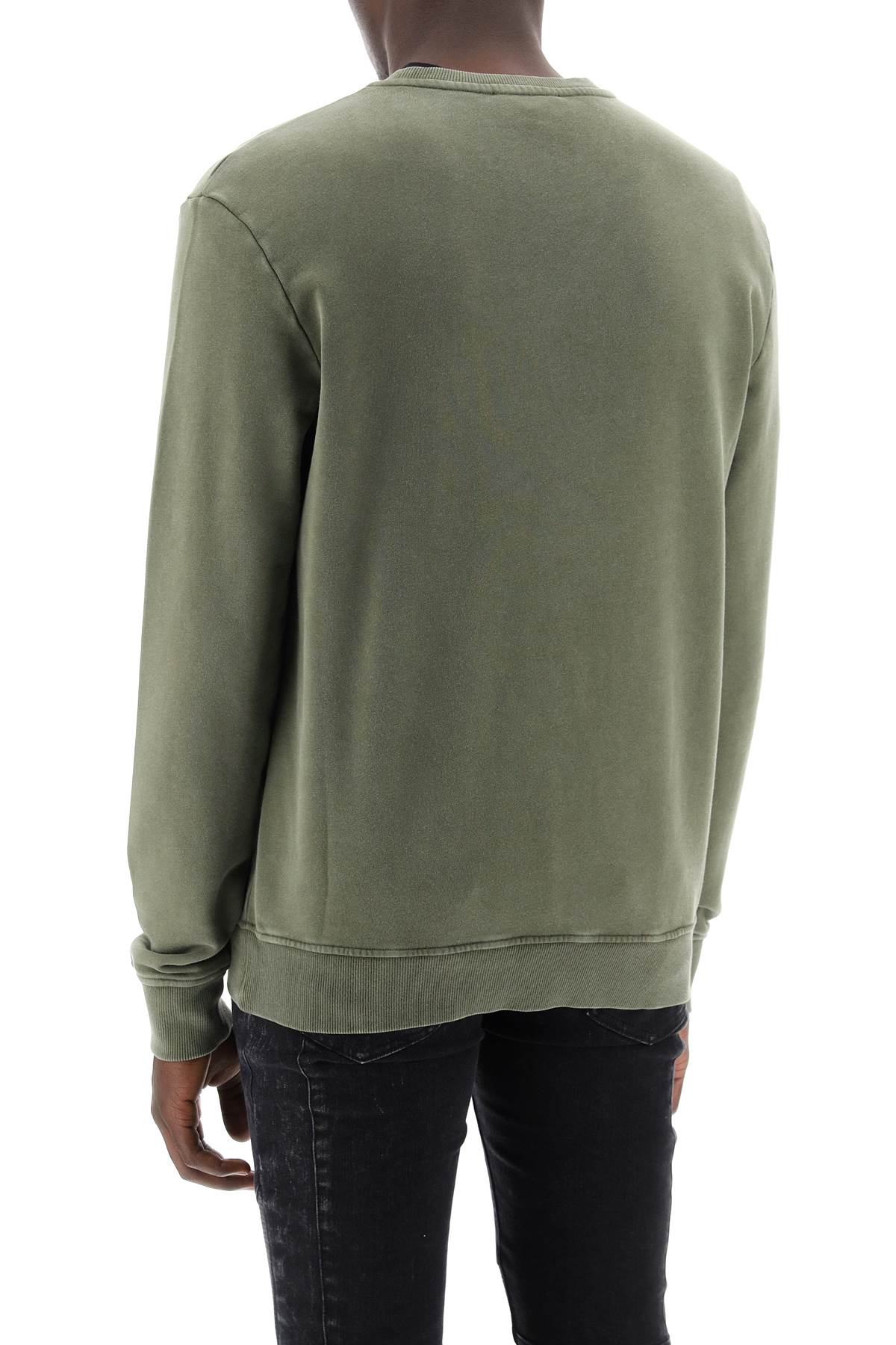 Organic Cotton Crewneck Sweatshirt with Vintage Balmain Logo in Green for Men