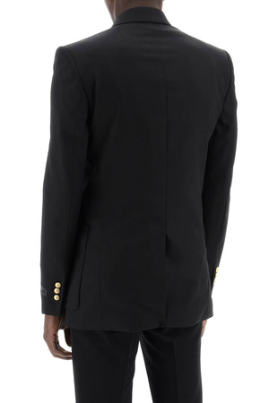 BALMAIN Double-Breasted Twill Blazer in Black