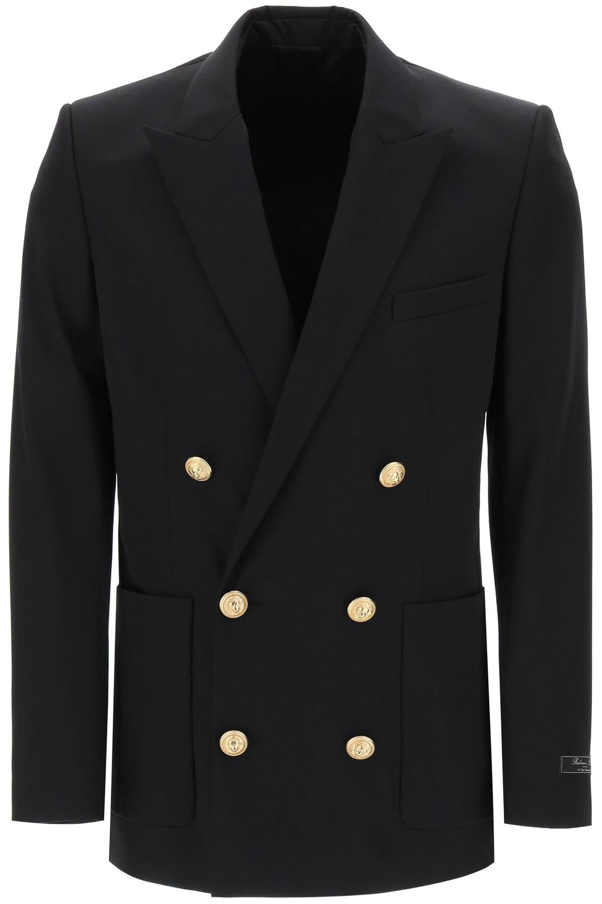 BALMAIN Double-Breasted Twill Blazer in Black