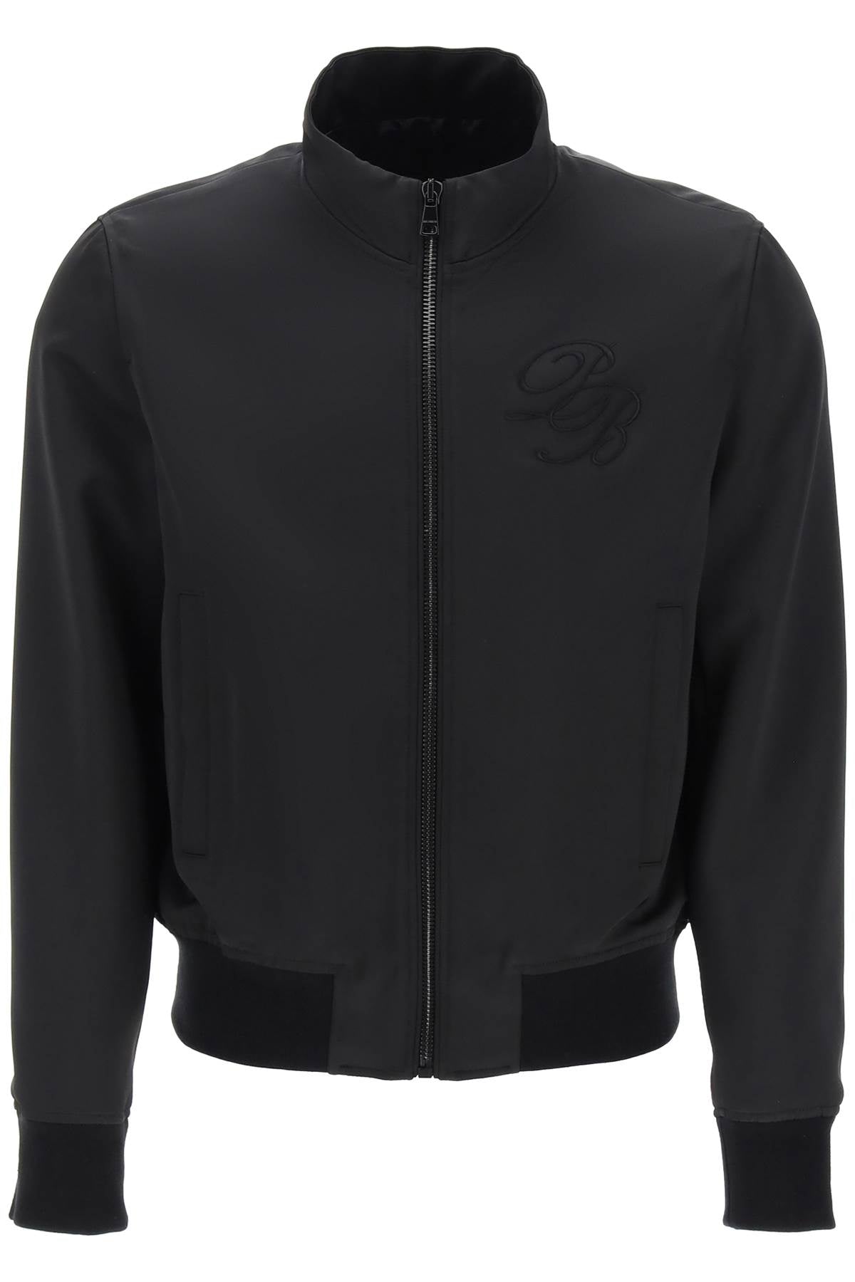 BALMAIN Men's Technical Satin Bomber Jacket with Embroidered Logo