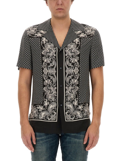 BALMAIN Monogram Paisley Stamoa Shirt - Size 48