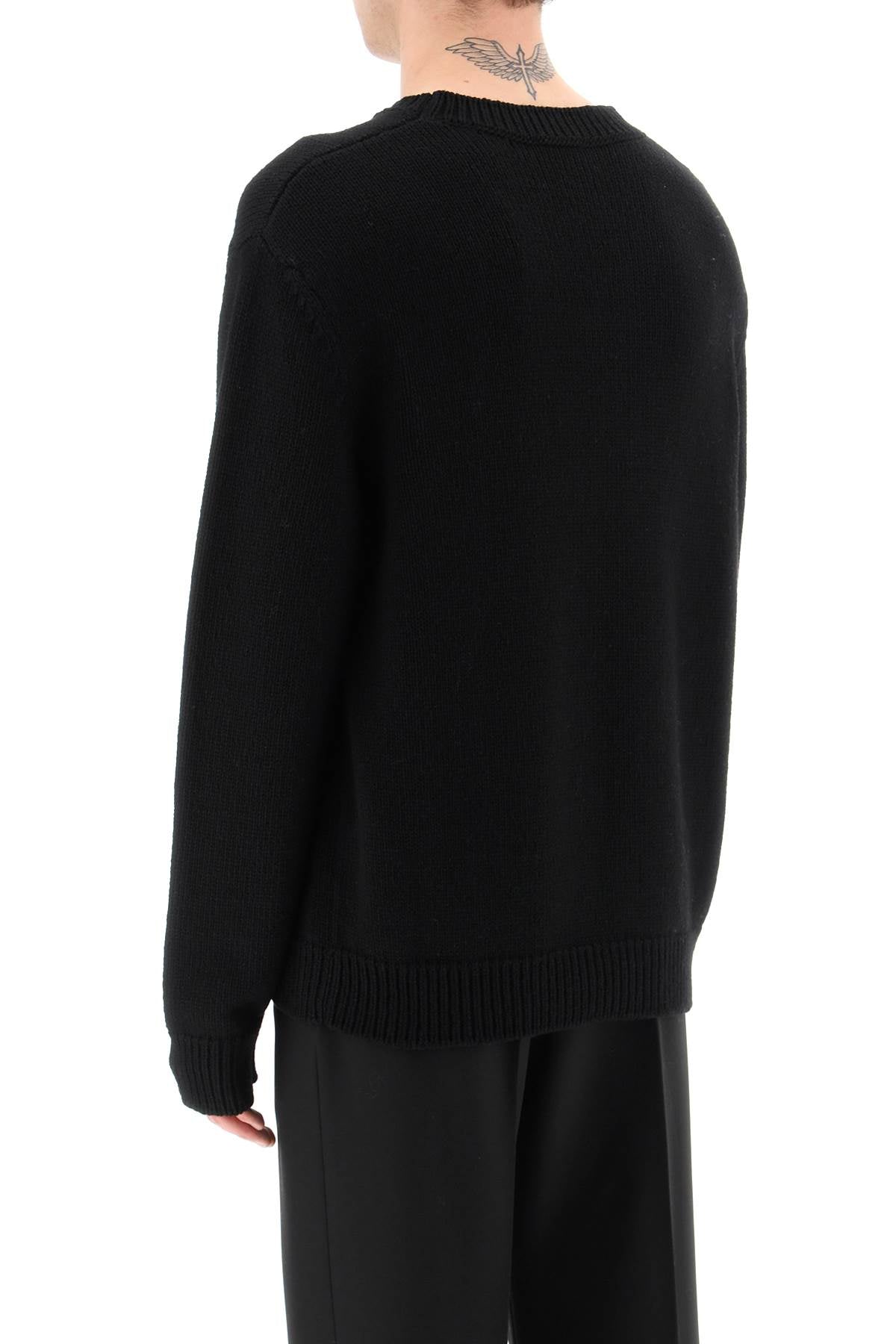 BALMAIN Men's Black Jacquard Logo Sweater for SS24