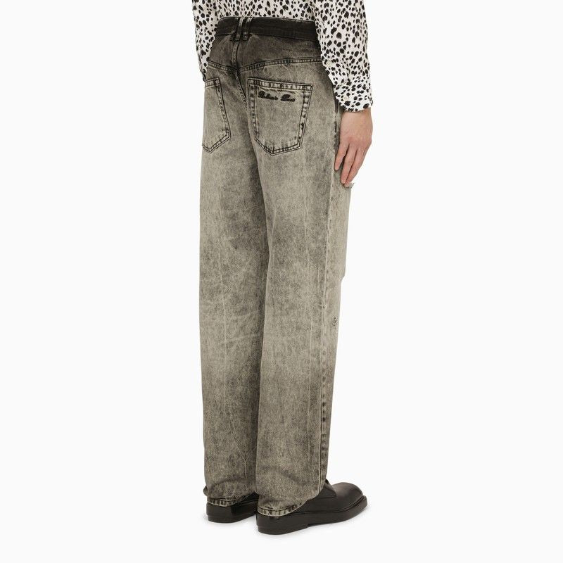 BALMAIN Bleached Straight Denim Pants