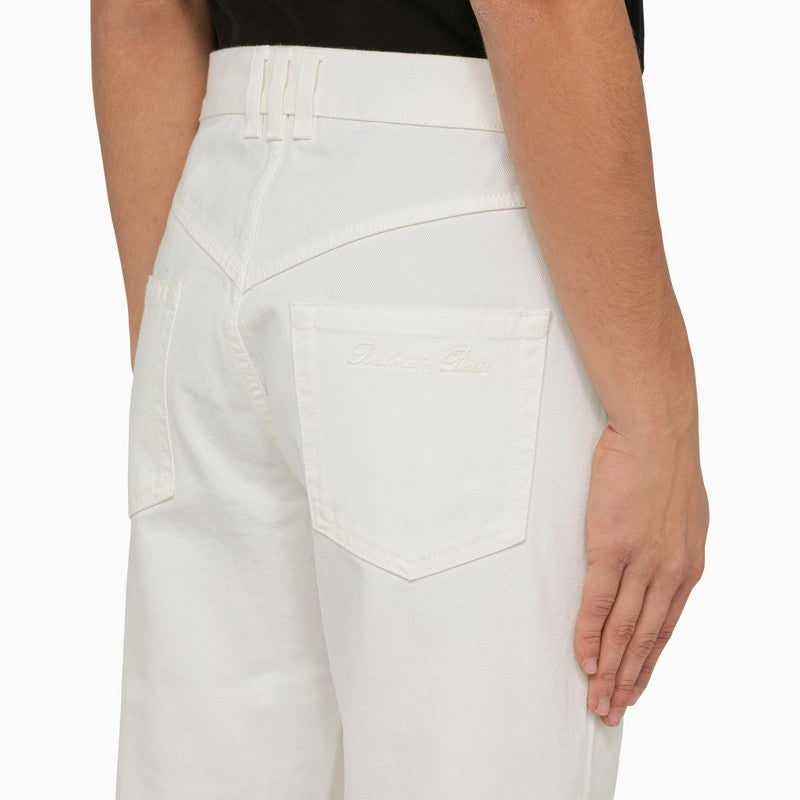 BALMAIN Men's 24SS Denim Straight Pants - White