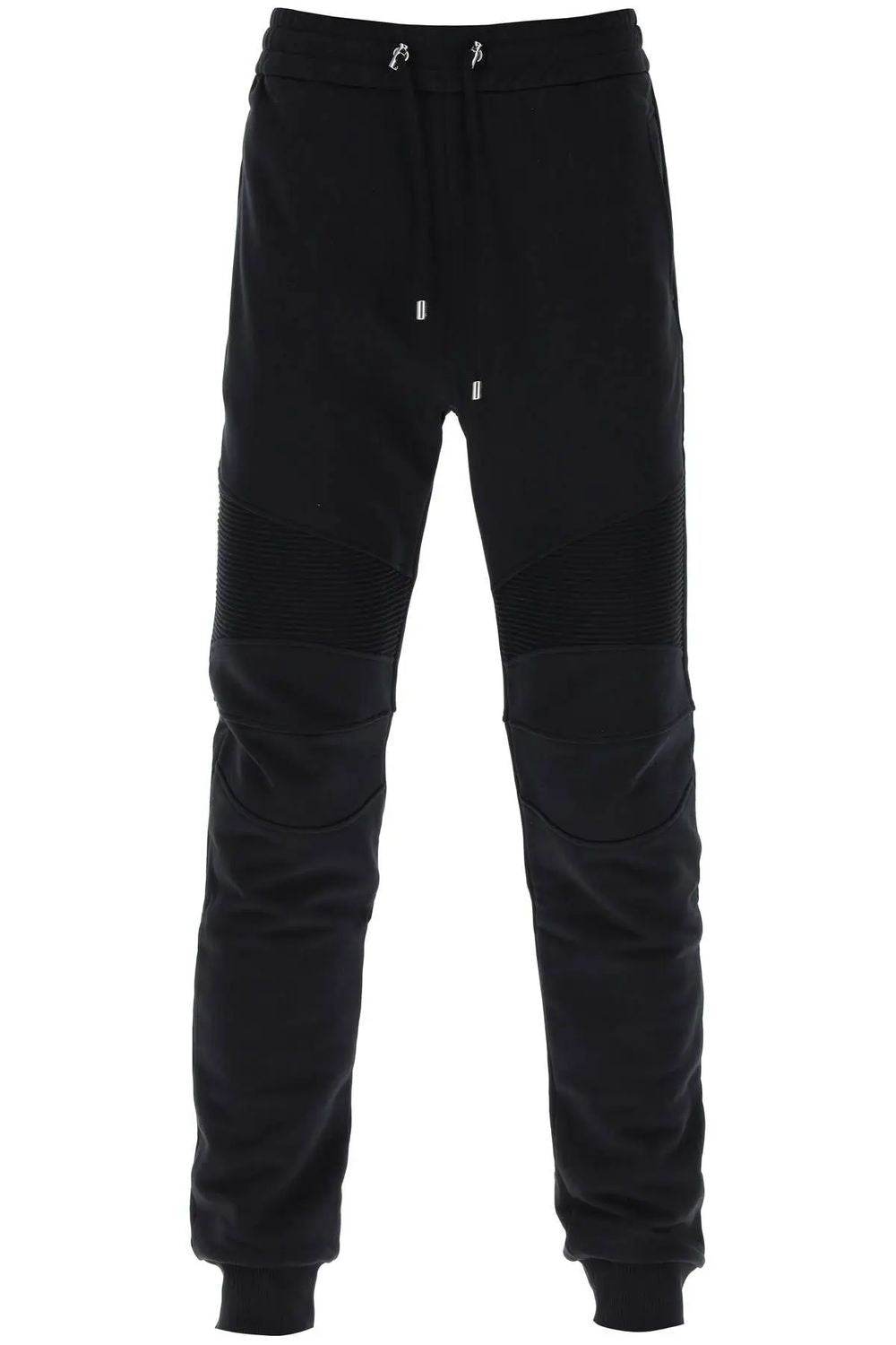 男士黑色运动裤，SS24系列，带缝纫插入件