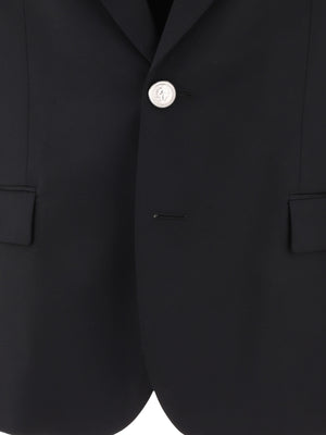 男士黑色单排扣羊毛西装外套（SS24款式）