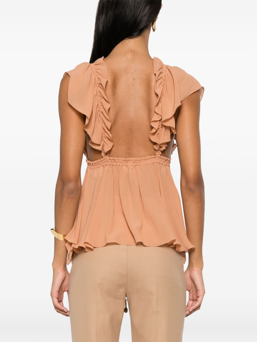 CHLOÉ Silk Ruffled Mini Top