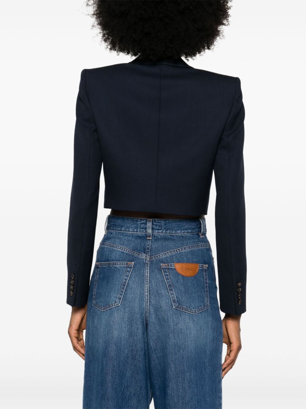 CHLOÉ Elegant Blue Cropped Wool Jacket