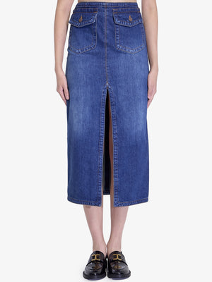 CHLOÉ Women's Organic Cotton Midi Skirt with Front Slit