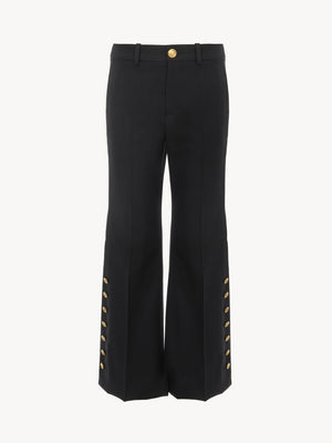 CHLOÉ Sophisticated Black Camel Pants with Golden Accents