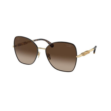 CHANEL Elegant Gold Metal Sunglasses with Photocromatic Brown Lens