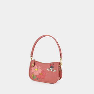 COACH Pink Mixed Material Hobo Tote for Women