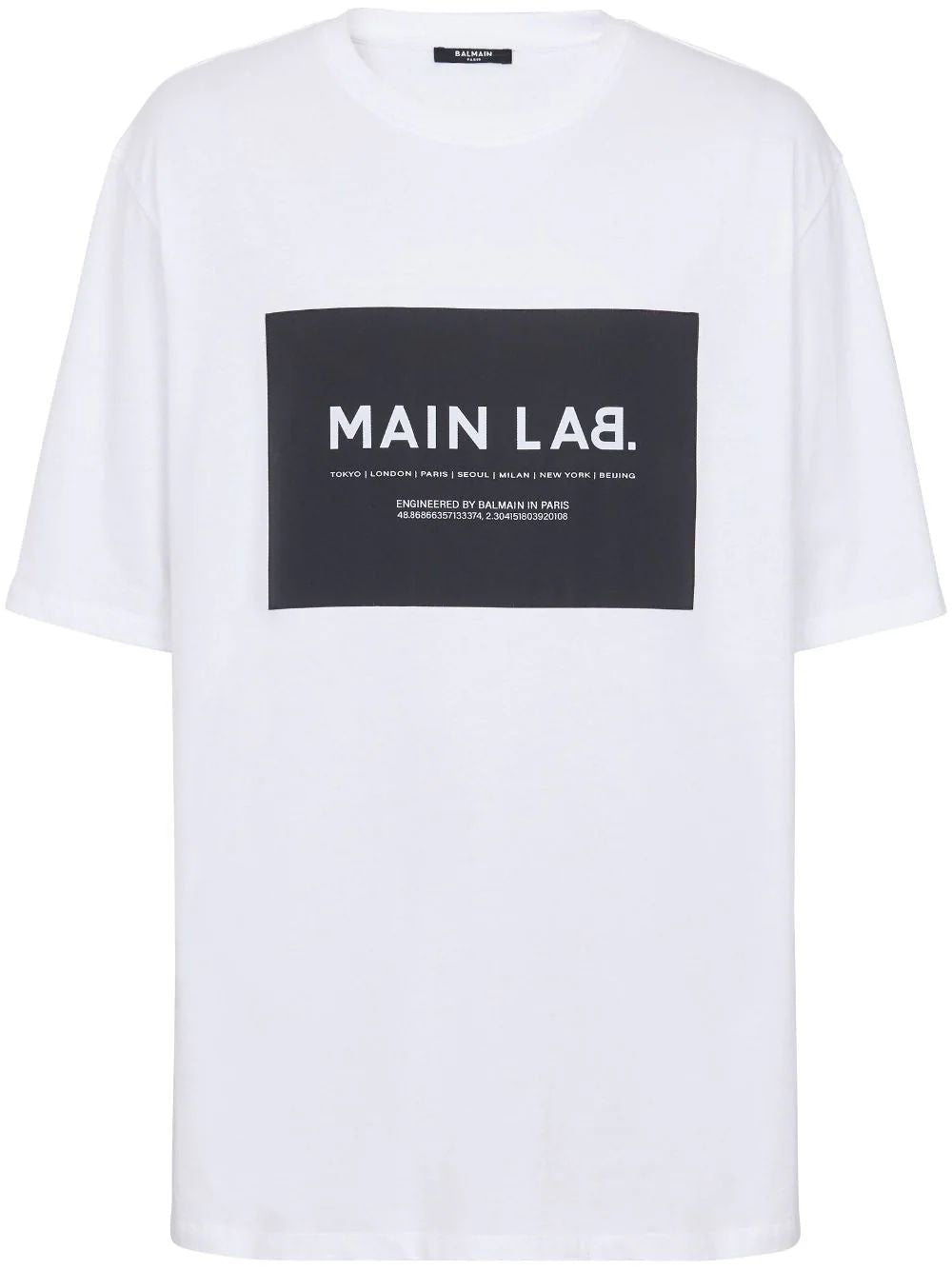 BALMAIN Men's White Slogan Patch T-Shirt for SS24