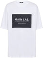 BALMAIN Men's White Slogan Patch T-Shirt for SS24