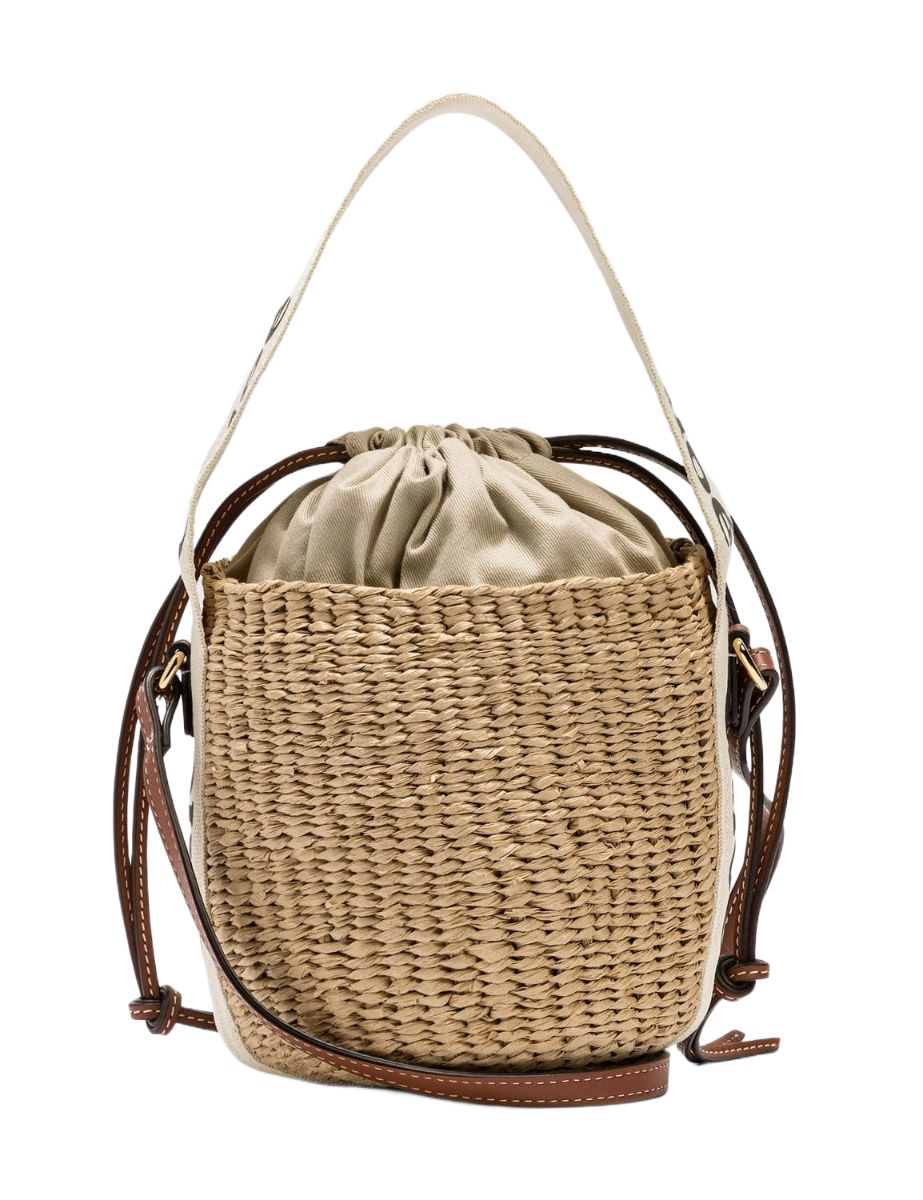 CHLOÉ Small Woody Basket Weave Handbag in Gold - Women's Spring/Summer 2024
