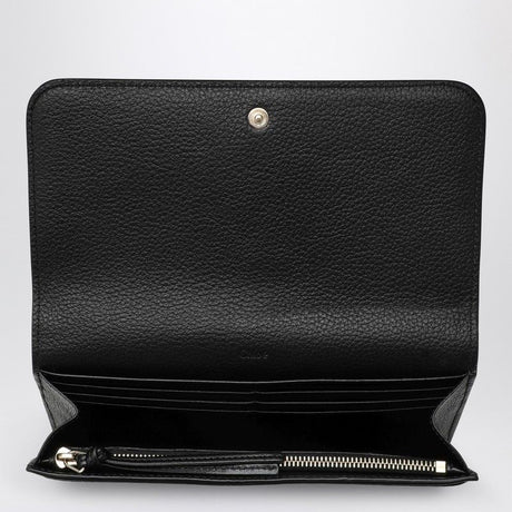 CHLOÉ Mini Black Grain Leather Flap Wallet