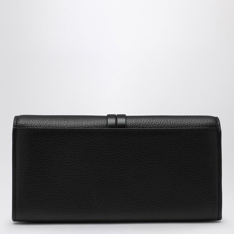 CHLOÉ Mini Black Grain Leather Flap Wallet