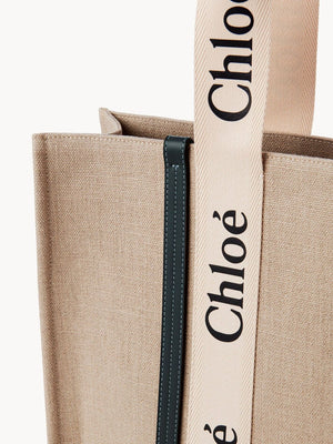 CHLOÉ Large Eco-Friendly Canvas and Leather Tote Handbag