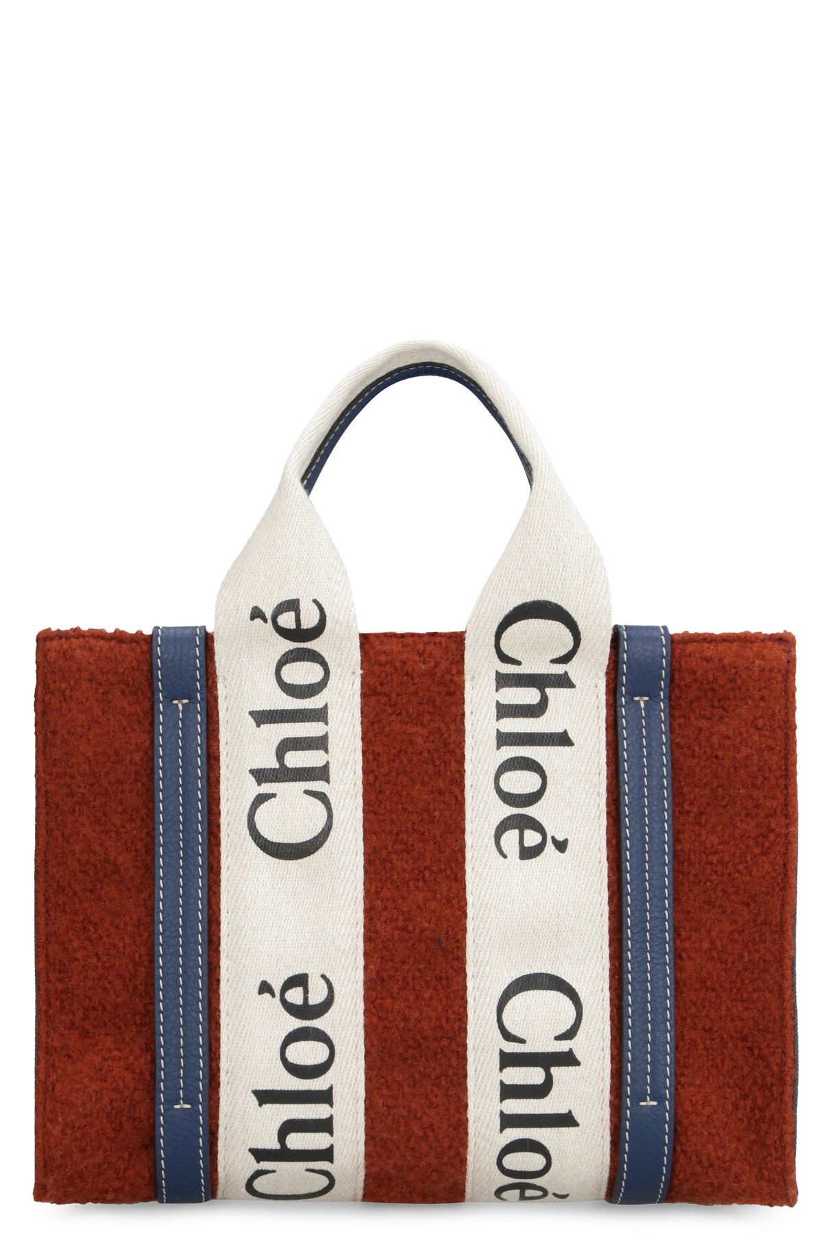 CHLOÉ Chic Mini Wool Tote with Leather Accents and Adjustable Strap - Red