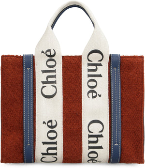 CHLOÉ Chic Mini Wool Tote with Leather Accents and Adjustable Strap - Red