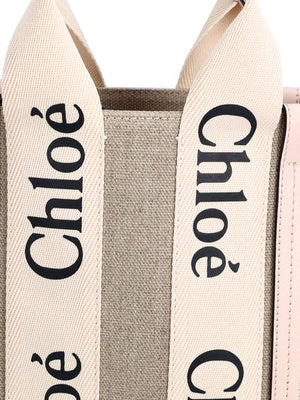 CHLOÉ Mini Canvas and Leather Tote Handbag