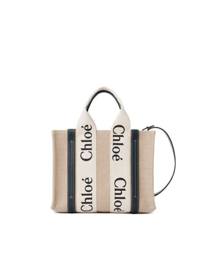 CHLOÉ Mini Canvas and Leather Tote Handbag