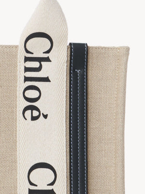 CHLOÉ WOODY LINEN MINI Tote Handbag Handbag