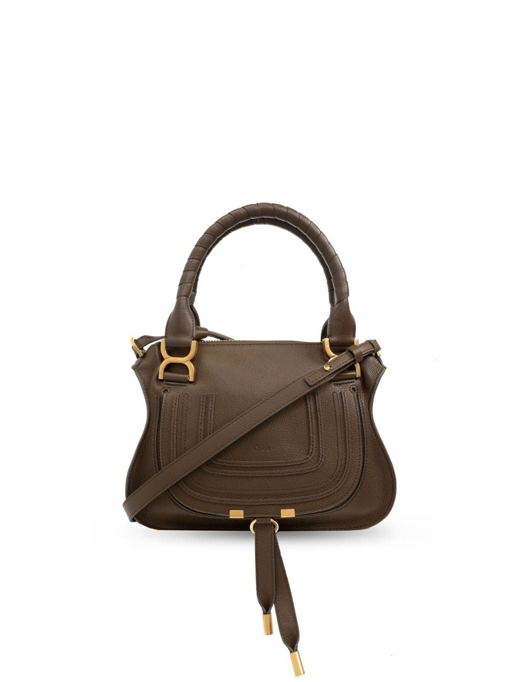 CHLOÉ KHAKI MINI CROSSBODY WITH GOLDEN ZIP LOGO