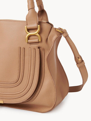 Light Tan Leather Double Carry Handbag for Women - SS24 Collection